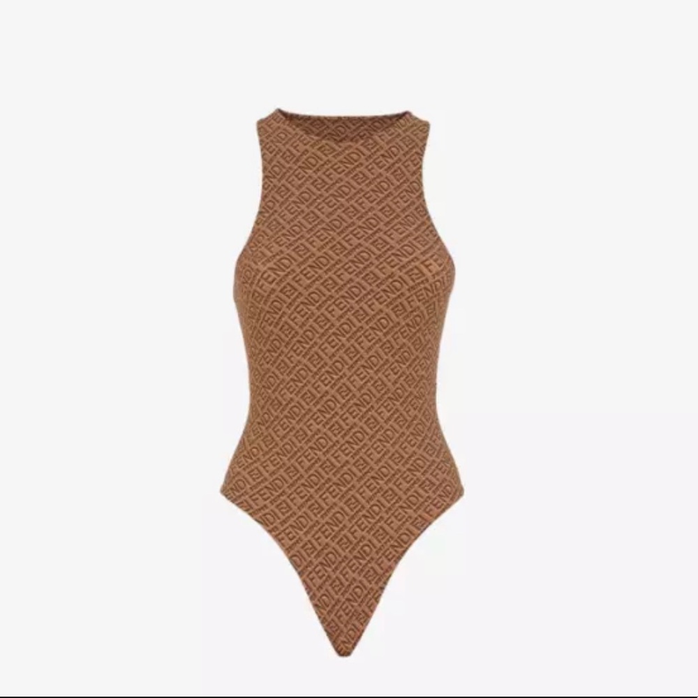 NWT Fendi X Skims Sleeveless California Brown Bodysuit size XL